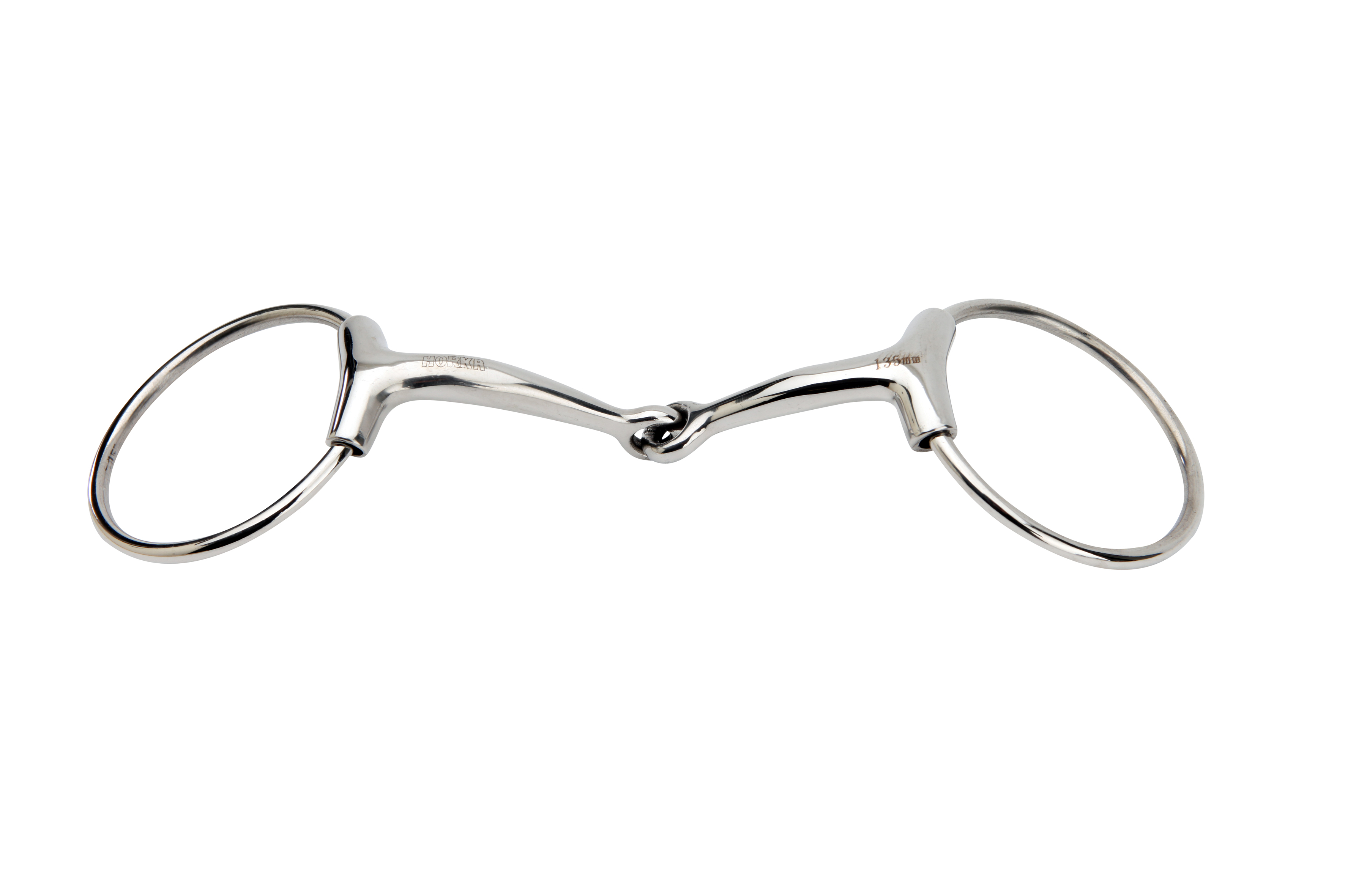 1x lomené plné stihlové udidlo Horka z nerezu 14 mm