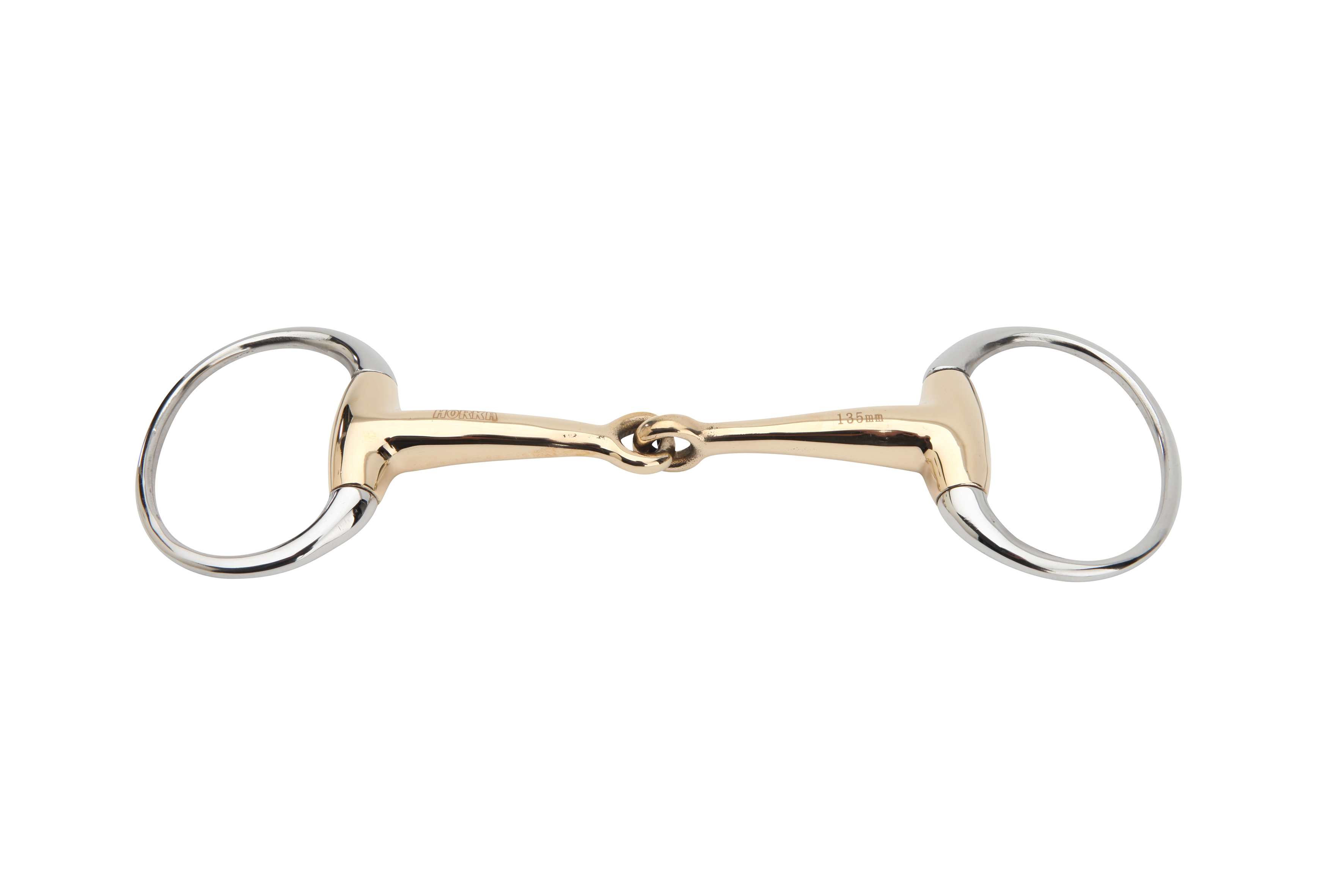 1x lomené plné olivové udidlo Horka Gold Brass 18 mm